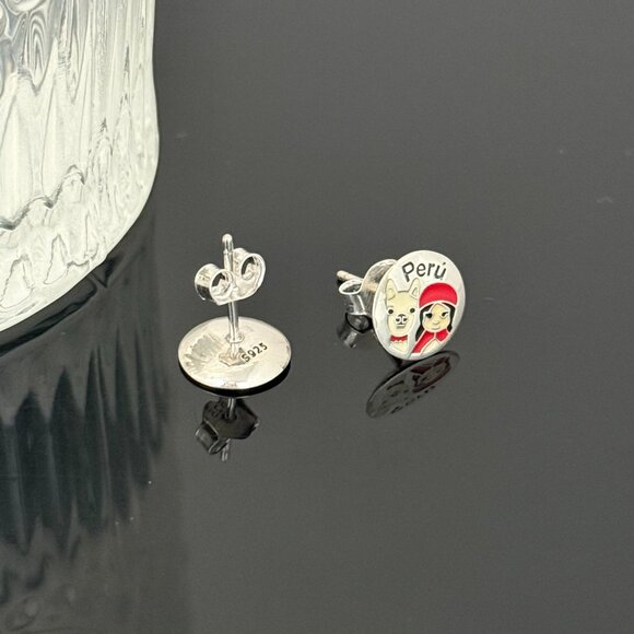 Peru Earrings S925 Sterling Silver Handmade Ear Stud - Picture 3 of 3